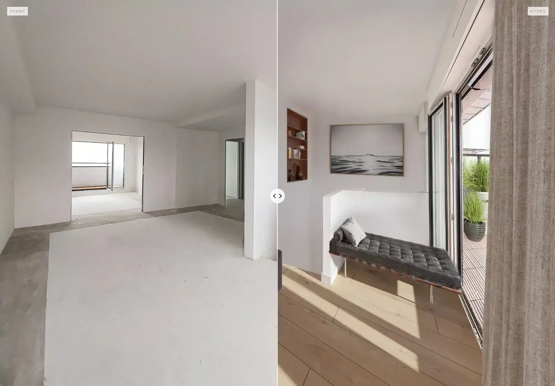 Comparatif avant/après d'un logement du programme 50 Avenue de Gravelle à Charenton-le-Pont