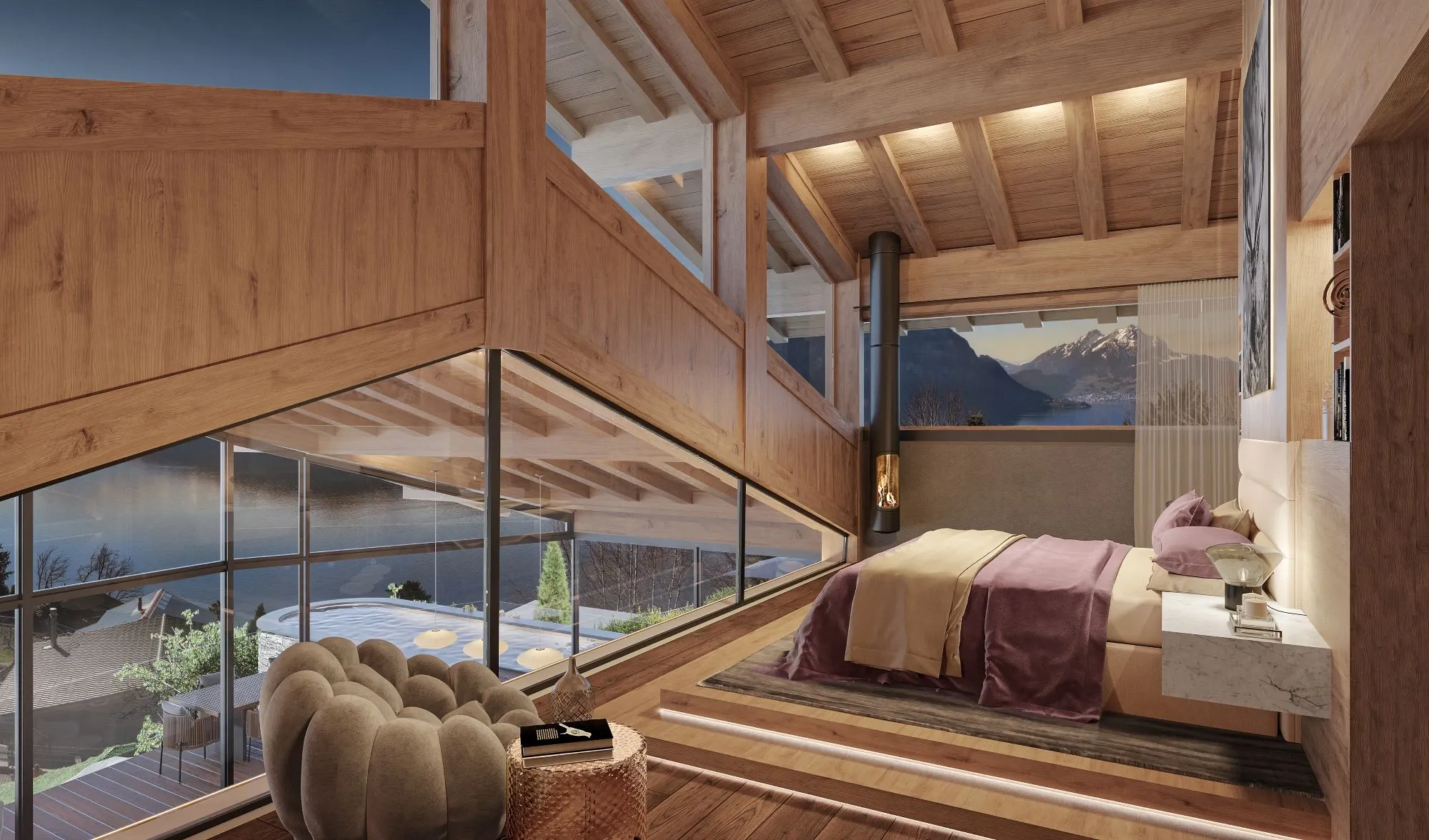 Perspective 3D d'une villa contemporaine