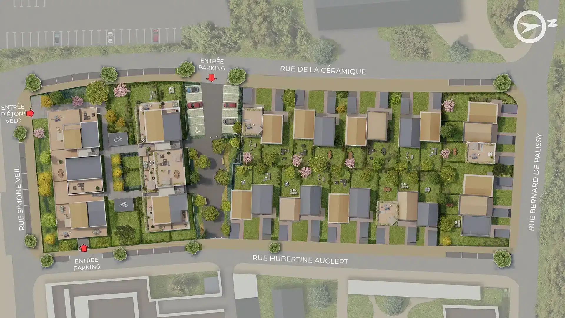Rue Hubertine Auclert — 6 plans de masse réalisés
